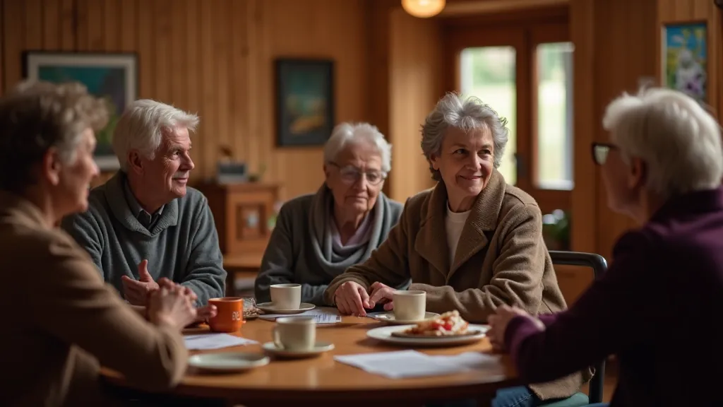 Group of volunteer mentors having a discussion in a Czech community center