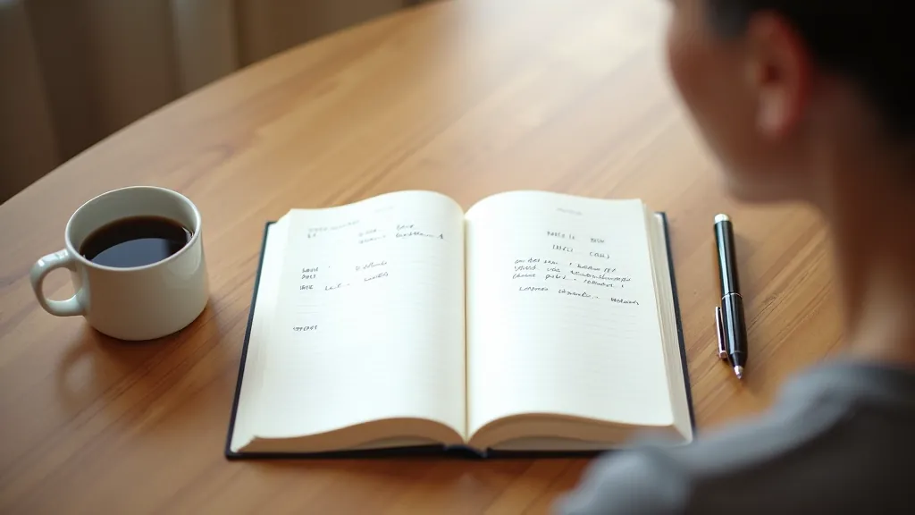 Notebook and pen on a table with notes about career planning and mentorship goals visible
